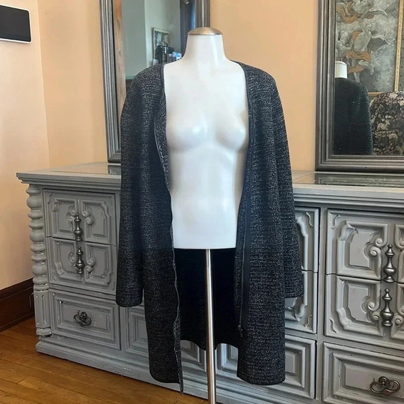 Talbots Tweed Knit Front Double Zip Sweater Dress Size M Office Long Sleeve - Picture 1 of 10